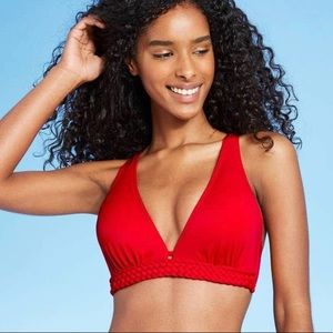 Shade & Shore, braided, red bikini top, size 32B.